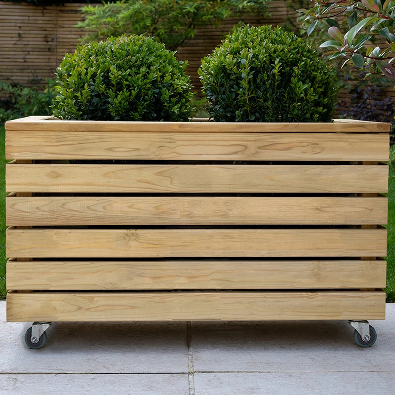Forest Garden Linear Double Planter With Wheels - Image 8