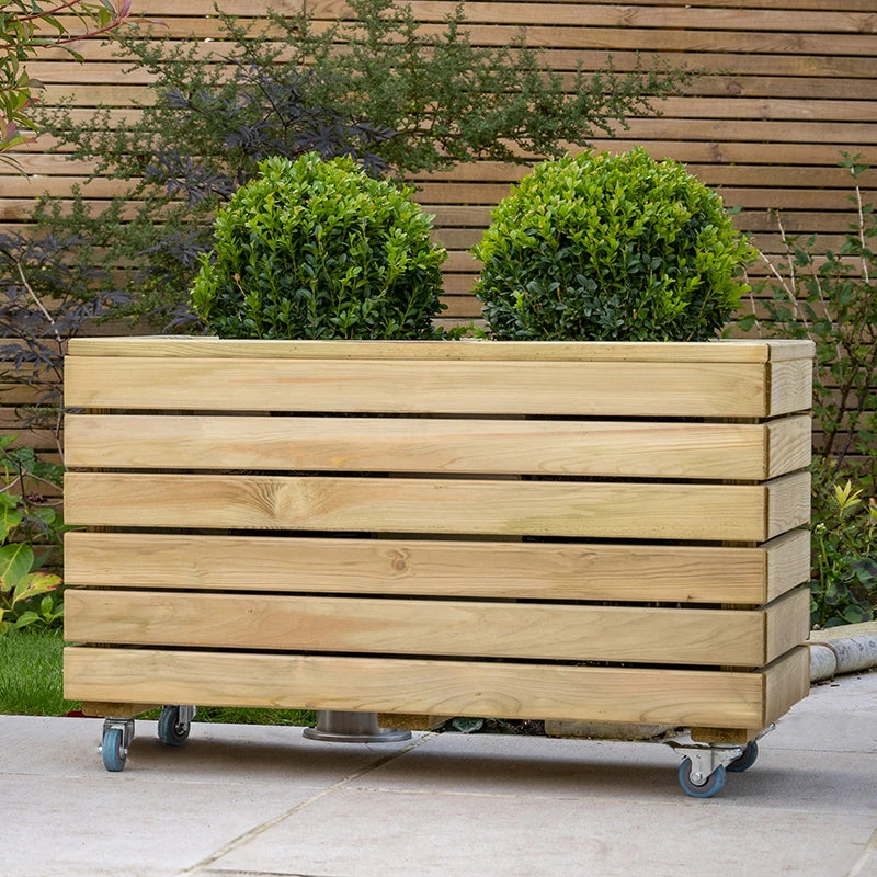 Forest Garden Linear Double Planter With Wheels - Image 7