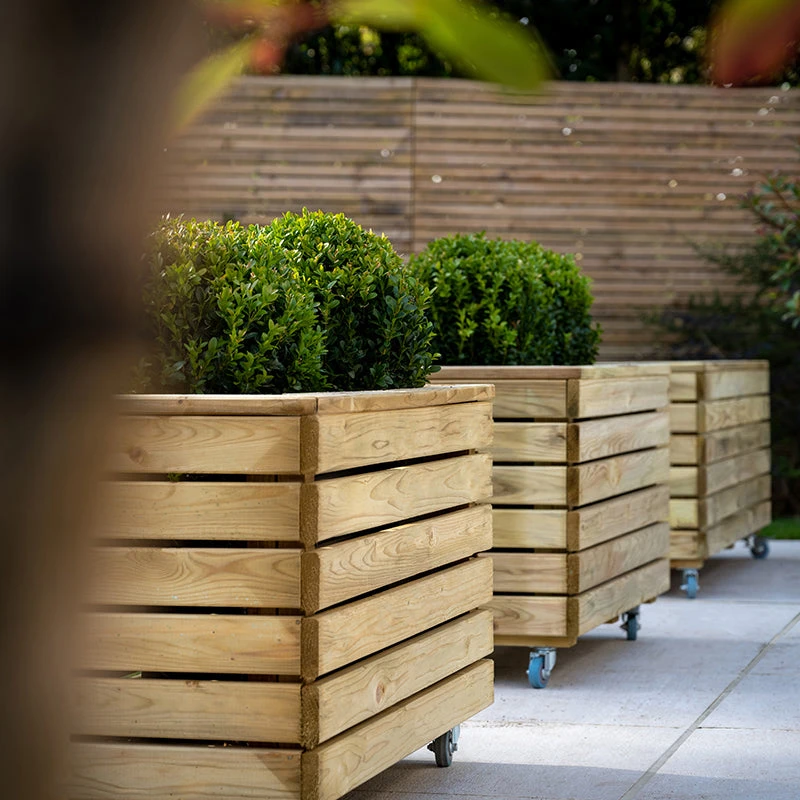 Forest Garden Linear Double Planter With Wheels - Image 6