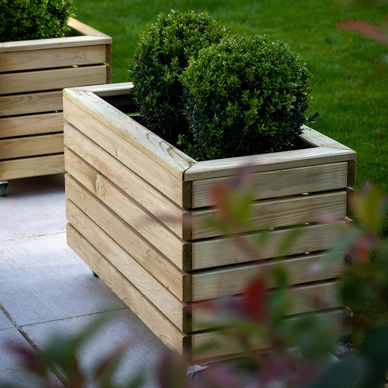 Forest Garden Linear Double Planter With Wheels - Image 5