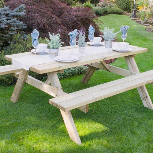 Forest Garden Rectangular Picnic Table - Image 2