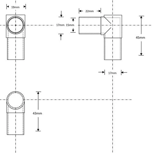19mm Tube 2 Way 90* Flat Joint - Image 2